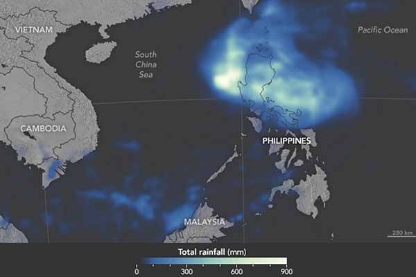 NASA rainfall analysis of Typhoon Koppus impact on The Philippines