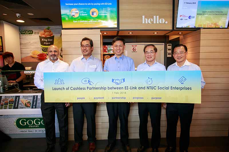 NTUC Social Enterprises and EZ-Link launched two new partnerships on cashless transaction