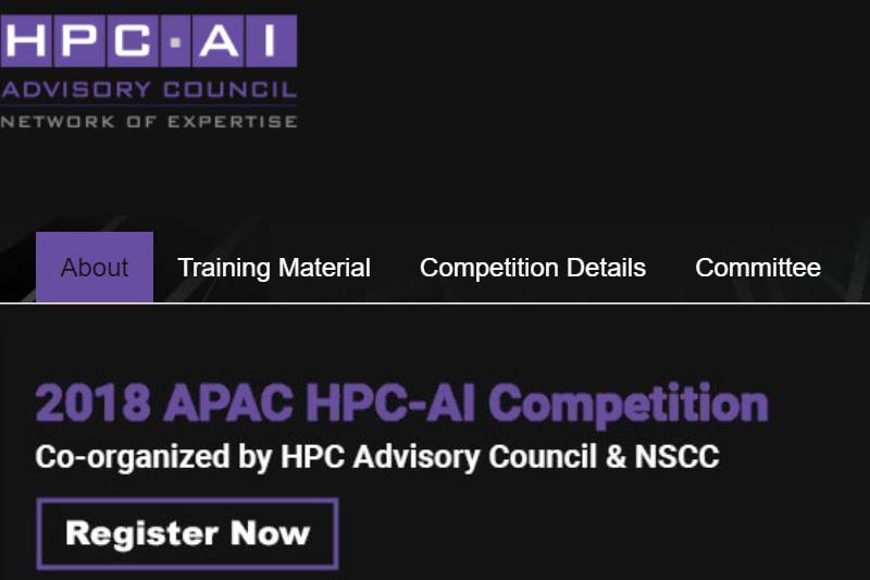 National Supercomputing Centre Singapore announces the 2018 APAC HPC AI Competition
